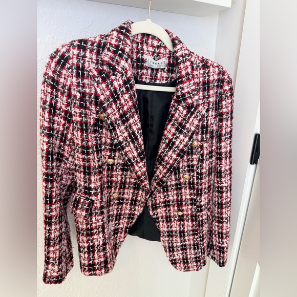Lioness Red and Black Tweed Blazer with Gold Buttons - Picture 2 of 5